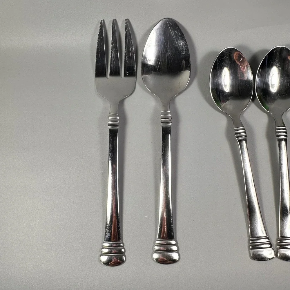 Cambridge Axis Stainless‎ Flatware 4 Pc Set Serving Fork Spoon Tablespoons China